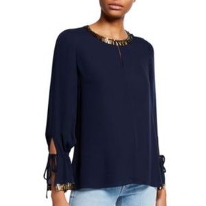 KOLBI HALPERIN    -   EMBELLISH SILK GEORGETTE  'JULIETTE BLOUSE'